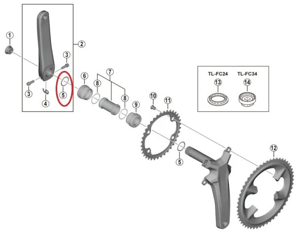 Shimano Dura Ace FC-R9200/Ultegra FC-R8100 Kurbel O-Ring 1