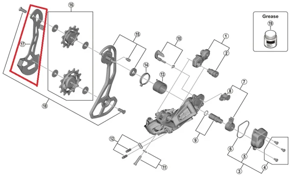 Shimano GRX RD-RX815/RX810 Schaltwerk Leitblech Innen 1