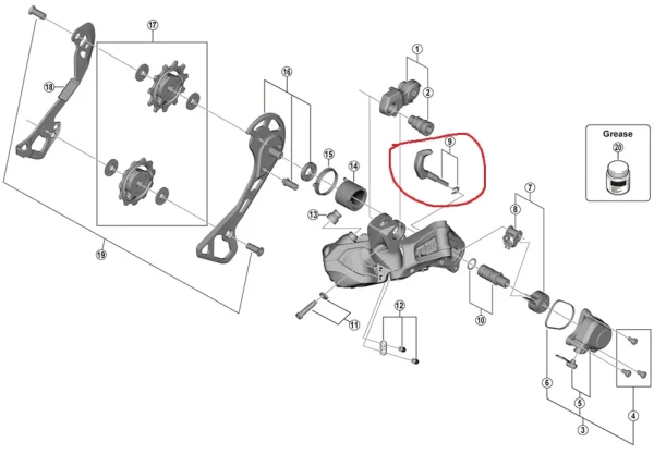 Shimano GRX RD-RX817 Schaltwerk Wechselhebel-Einheit + Befestigungsplatte 1