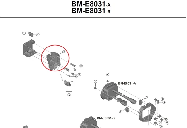 Shimano STePS Obere Befestigungseinheit Akkuhalter BM-E8031 1