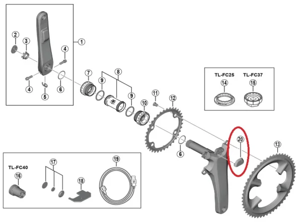 Shimano Ultegra FC-R8100-P Powermeterkurbel Abdeckkappe Rechts 1